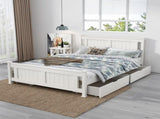 2 x Wooden Bed Frame Storage Trundle Drawers-White V264-STB-105P-WHE-NA