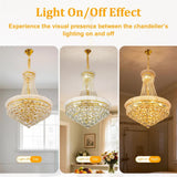 Luxury Empire Gold Crystal Chandelier Ceiling Light, Round Crystal Pendant Lamp with 3 Color V767-LT-X168-Y40