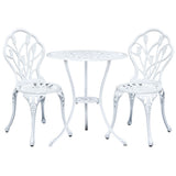 Gardeon 3PC Outdoor Setting Bistro Set Chairs Table Cast Aluminum Patio Furniture Tulip White GB-CALU-3PC-XG1018-WH