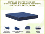5m Blue Carpet Tiles Set Commercial & Domestic Flooring for Office, Retail, Home V63-953001