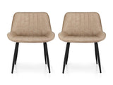Artiss 2x Dining Chairs Retro PU Leather Kitchen Lounge Cafe Accent Chair Khaki DINC-K-2602-BRX2