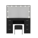 Artiss Dressing Table Vanity Desk Set Stool 10 Led Bulbs Black FUR-T-DRESS07-LED-BK-ABC