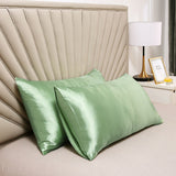 A pair of solid-color silk-like pillowcase pillowcase and envelope pillow V1192-DRO-0013