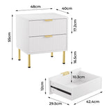 Levede Bedside Table with 2 Drawers White Metal Legs CH1135
