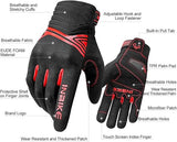 Breathable Mesh Motorcycle Gloves Touchscreen with TPR Palm Pad Hard Knuckle-Red-Medium V1164-325743