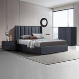 Gas Lift Bedroom Suite MDF Fabric in King Black V43-BDS-PRD-4PC-TBY-K
