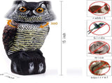 Fake Owl Decoys to Scare Birds Away, Rotating Head Sculptures, Nature Enemy Scarecrow Plastic V1258-DP02-C-331