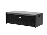 Gardeon Outdoor Storage Bench Box Wicker Garden Sheds Tools Cushion Patio Furniture Black ODF-OSB-RAT-BK