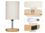 Bedside Table Lamp Nightstand Lamp with Warm White LED Bulb Desk Light Touch Control USB A Type-C V1294-YM0901-LNEO378BE-US