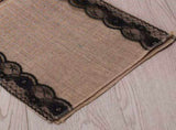 Table Runner with Lace Edging Black for Table Decoration 3Pcs V1369-AZ3-W-18038