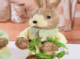 2 Pcs Handmade Straw Bunny Woven Standing Bunny Statue Decor for Indoor Child Party Green V1294-YM0901-250120FB05-5