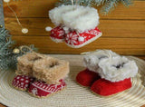 Knitted Christmas Boot Ornaments with Faux Fur Trim - Set of 3 Hanging Decorations V888-ELOSUNG10503