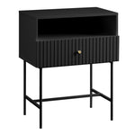 Sarantino Cecil Slender Fluted Bedside Table in Black TBL-18F-12T-BLK