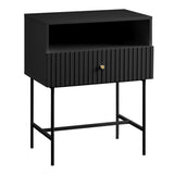 Sarantino Cecil Slender Fluted Bedside Table in Black TBL-18F-12T-BLK