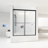 Bathtub Shower Door, 1422-1524 mm x 1524 mm, Semi-Frameless Double Sliding Tub Door, Semi-Frameless V952-TLYGM60W62HIYDJ1GV0
