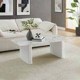 Coffee Table Sintered Stone Top MDF Table Base Glossy White V43-CT-SCRL