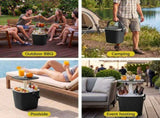 Gardeon 2-in-1 Outdoor Bar Table Portable Wine Cooler 15L Ice Bucket Tong Black ODF-COOLER-Q-BK