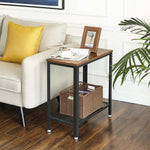 Industrial Side Table 2-Tier With Mesh and Metal Frame Rustic Brown V178-11086