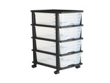 Plastic Storage Drawers Cart, 4 Drawers Storage Organizer with Wheels, Rolling Closet Organization V952-CWCT1SLJL4G13PBKB001V0