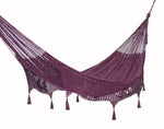 Outdoor undercover cotton Mayan Legacy hammock with hand crocheted tassels Queen Size Maroon V97-TDQMAROON