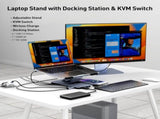 BENFEI 000366GY Laptop Stand with USB C Hub, Multi Function With USB and KVM Switch and 15W Wireless V28-ELEBEN366GY