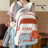 Color-Block Multi-Functional Backpack Letter Print, Large Capacity & Splash-Resistant, Main V1232-SJB-PS-004