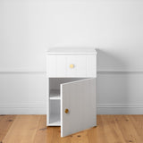 PORTO BEDSIDE TABLE - WHITE - VJ PANEL - ROUND BRASS V164-ECS13WVB06G