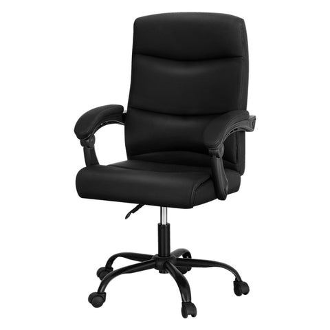 Artiss 2 Point Massage Office Chair PU Leather Black MOC-C-FZ22-2P-BK