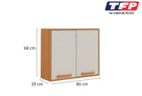 Flat Pack DIY Wooden Kitchen Wall Cabinet with 2 Doors 2 Shelves in White and Cinnamon Finish V1112-3600001952
