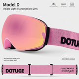 DOTUGE DGQ-D07 Magnetic Flip Ski Goggles with REVO Coated Dual-Layer Anti-Fog Spherical Lens, UV400 V1341-ZY-BD9KJK24-B