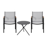 Gardeon 3PC Outdoor Bistro Set Table and Chairs Steel Dining Chair Patio Furniture Textilene ODF-BISTRO-TEX-GE