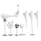 Wind Turbine 400Watt Wind Turbine Generator DC 12V Wind Turbine Generator 3/5 Blades with Controller V952-400WYCWXFLFDJ0001V0