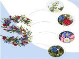 Artificial 4th Of July Garland Wreath Patriotic Garland with Red White & Blue Green Leaves Berries & V1370-AZ4-21175