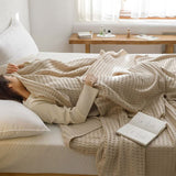 Cotton Waffle Blanket - Air Conditioning Blanket/Throw/Summer Quilt, 200*230cm,Bean Paste Color V888-ELOSUNG15980