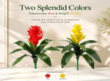 2 Pack 18 Inch Artificial Tropical Bromeliad Flowers, Fake Red Guzmania Floral Stems for Hawaiian V1192-AZ-W-17467
