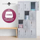 12-Door Locker for Office Gym Shed School Home Storage - Standard Lock with Keys V63-839051