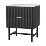 Artiss Bedside Table 2 Drawers - Black FUR-S-BS-03-WHBK