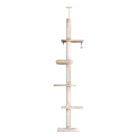 i.Pet Cat Tree 290cm Tower Scratching Cats Post Scratcher Floor to Ceiling Bed PET-CAT-POLE-BEWH