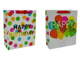 bulk 24 Large Foiled Happy Bday Gift Bag Assort 32cm V637-WRP29616