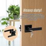 Door Handle Set Lever Key Lock Function Square Black V63-837381