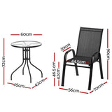 Gardeon 5PC Bistro Set Outdoor Table and Chairs Stackable Outdoor Furniture Black FF-STA-AL80-BK-4CH