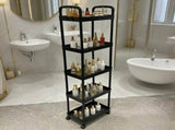 Five-Tier Rolling Cosmetics Storage Rack - Made of durable plastic, equipped with 360-degree swivel V1106-WCSNJ002