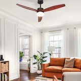 Devanti 52'' Ceiling Fan AC Motor 3 Blades w/Light - Dark Wood CF-B-52-C142-DW