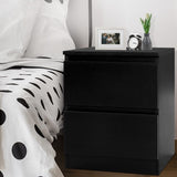 Artiss Bedside Table 2 Drawers - PEPE Black FURNI-E-PURE-BK