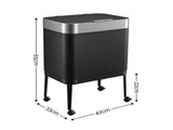 Cefito 40L Press Top Trash Can Kitchen Rubbish Bin Moblie Stainless Steel Black RB-B-40L-S18-LEG-BK