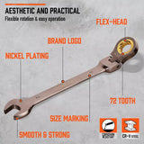 HORUSDY 18-Piece Flex-Head Ratchet Spanner Set, Metric 6mm-30mm Ratcheting Spanners, Nickle Plating V465-86471