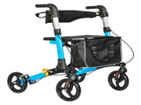 Alston 2 In 1 Foldable X-Fold Mobility Walker Rollator Chair Aid 8 Inch Wheel Max Load 136KG with V985-MOBILITYWALKER