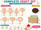 Unfinished Wooden Frozen Pop Toy Set for Pretend Play, Natural Beech Wood Ice Cream Shapes for DIY V1366-AZ2-W-16104