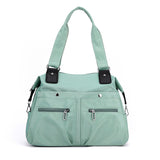 Light Green Stylish Nylon Large Capacity Tote Bag for Work and Commute Multi-Pocket Shoulder Bag V888-ELOSUNG13506