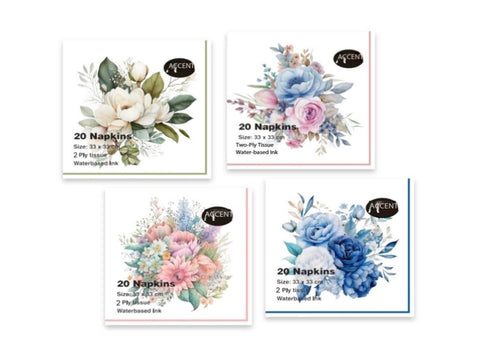 bulk 960 Flower Bouquet Napkins 2ply Assort 33x1cm V637-PAR38601